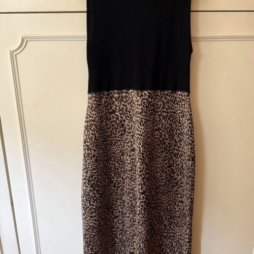 Zara midi dress with black and leopard print