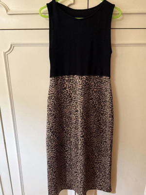Zara midi dress with black and leopard print