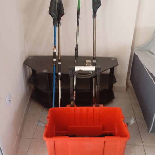 Fishing rods with 4 reels used, 4.20m, with transport box