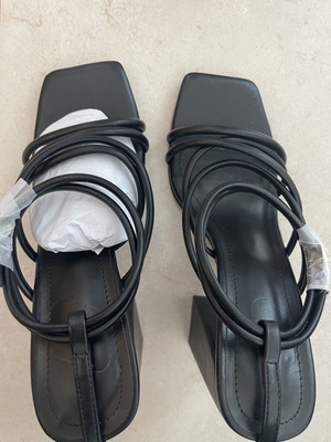 Black platform sandals, size 38
