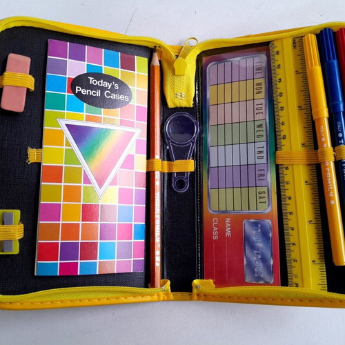 School pencil case from the 80s-90s new with vintage school supplies