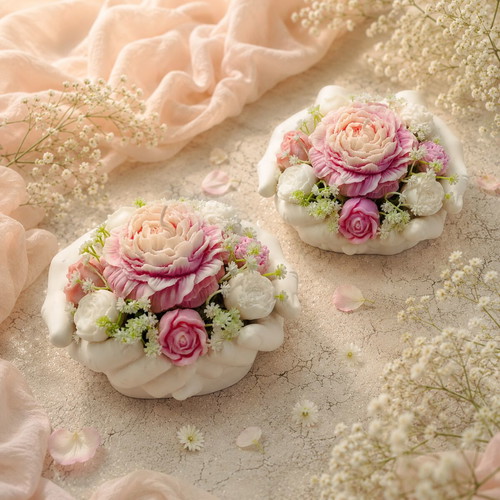 Porcelain Hands with Aromatic Wax Flowers New