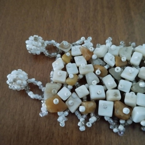 Handmade Boho bracelet with square beads in mother of pearl style like new