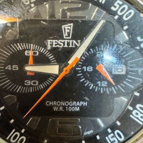 Festina watch 42 mm used, men's, black and white
