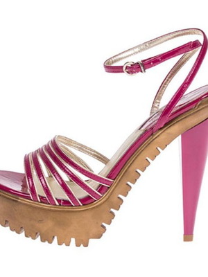 Women's high heel sandals, cyclamen color, size 36