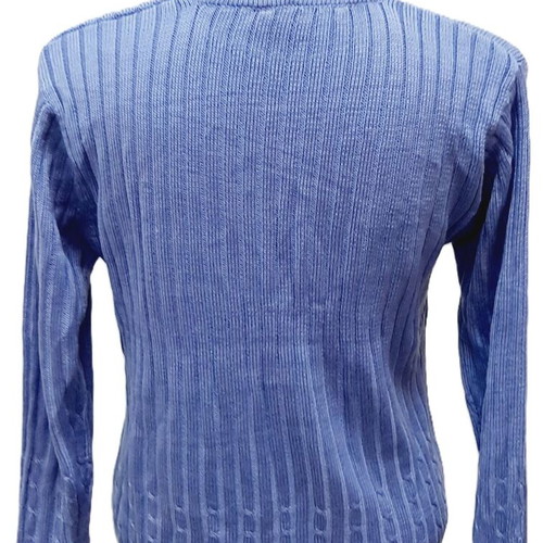 Knitted women's sweater used, purple with hand ornaments