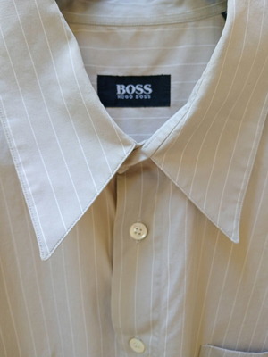 Hugo Boss κοντομάνικο ριγέ πουκάμισο XXL σαν καινούργιο, άσπρο μπεζ