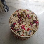 Vintage Boho Fabric Pouf Stool floral with birds like new