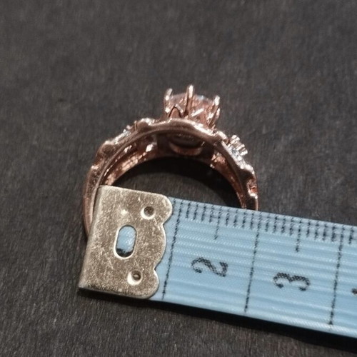 Elegance rose gold plated stone ring, S925 hallmark