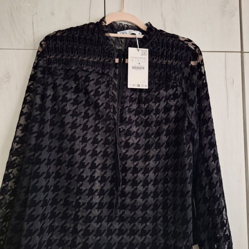 Zara dress, black blouse and brown jacket set, size L
