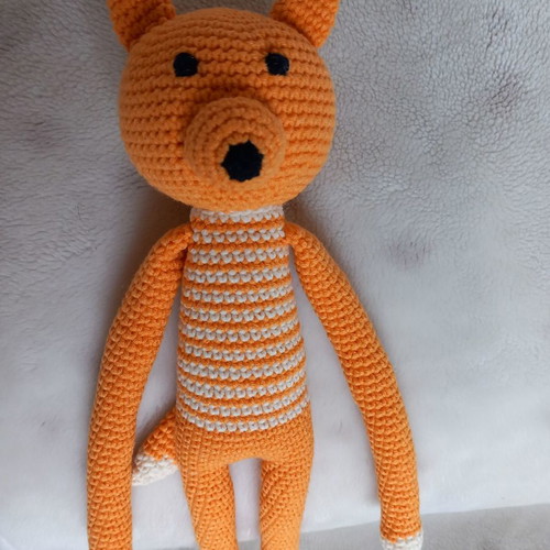 Knitted doll new, handmade, 37 cm, cotton yarn
