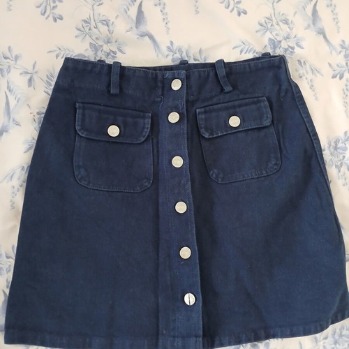 Egg Small Denim Skirt used, mini length, blue, size S