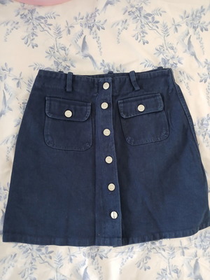 Egg Small Denim Skirt used, mini length, blue, size S