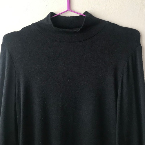 Zara black midi dress with balloon sleeve and satin hem like new