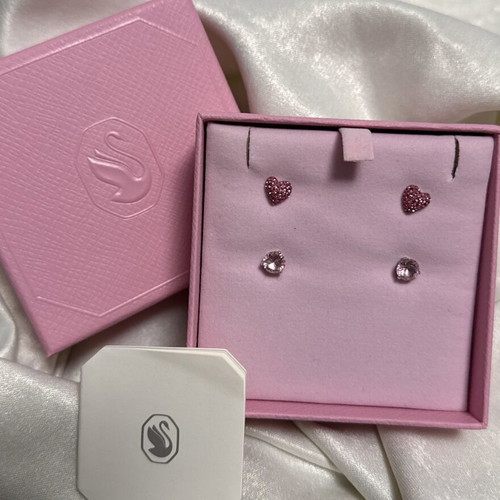 Swarovski earrings set like new, pink and silver