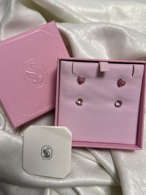 Swarovski earrings set like new, pink and silver