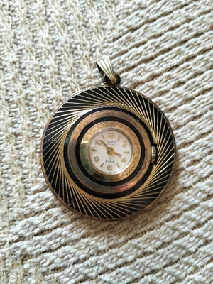 Vintage necklace watch used, gold Arcona anker 17 rubis