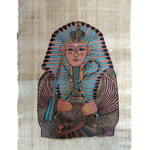 Egyptian painting on papyrus Pharaoh like new
