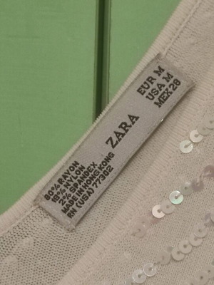 Zara blouse with sequins like new, size medium, beige