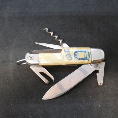 Antique prewar commemorative Flosi pocket knife "International Thessaloniki Fair" used