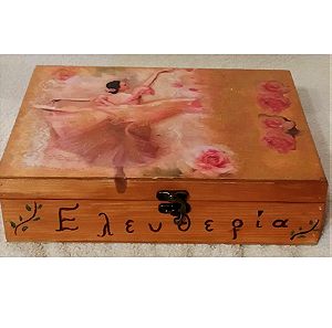 Ξύλινο κουτί αποθήκευσης με εικόνα "μπαλαρίνα"