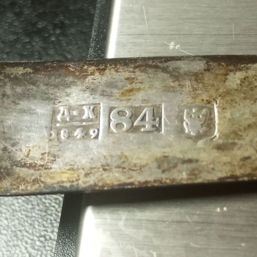 Silver Spoon 84 Zolotniki with Imperial Russian Eagle used, antique 1849