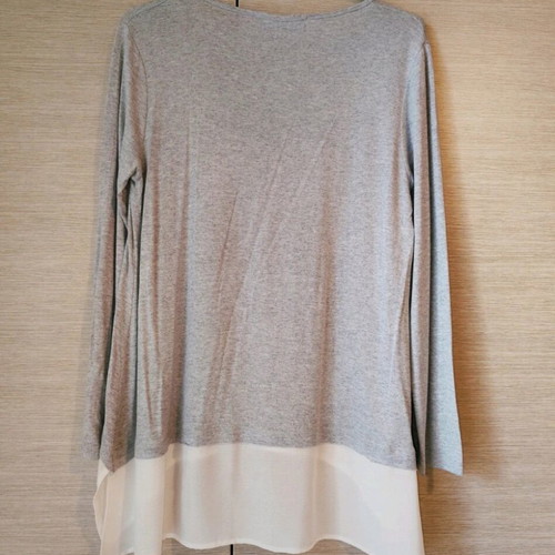 Grey blouse with white trim like new, one size