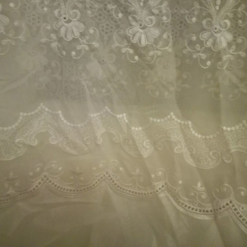 White curtain with embroidery ready to hang 2x2.45