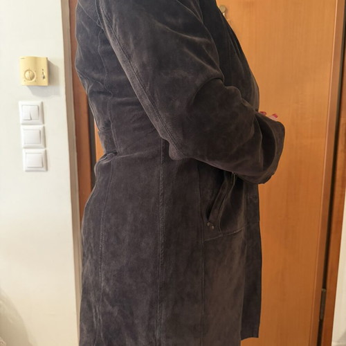 Attrattivo suede coat dark brown 100% leather size XL