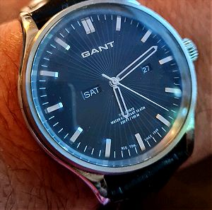 Ρολόι δερμάτινο Gant Quartz με δείκτη ημέρας, ελβετικός μηχανισμός, πρόσφατη αλλαγή μπαταρίας