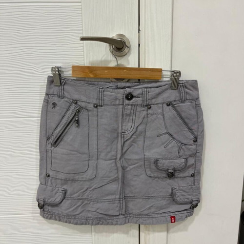 Y2K Mini Denim Cargo Skirt by EDC Esprit used, pale purple, size EU32