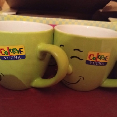 Mugs with Saucers Set of 6 Green Light Used