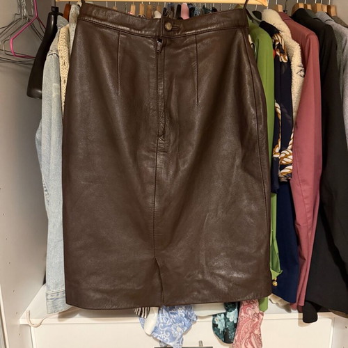 Grace Leather midi skirt brown like new, size Medium