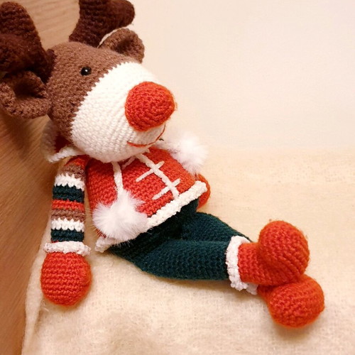 Amigurumi Reindeer Doll Handcrafted Knitted New