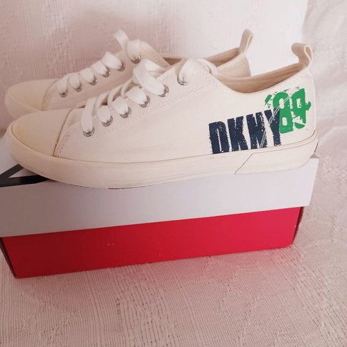 DKNY athletic shoes used, beige, size 36