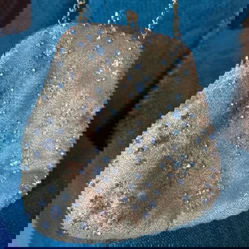 Βραδινό τσαντάκι vintage αχρησιμοποίητο με αστραφτερές πέτρες και λεπτή αλυσίδα