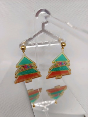 Christmas tree earrings new, stainless steel clasp