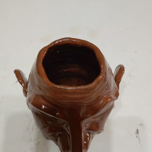 Handmade carved glazed clay cocktail glass