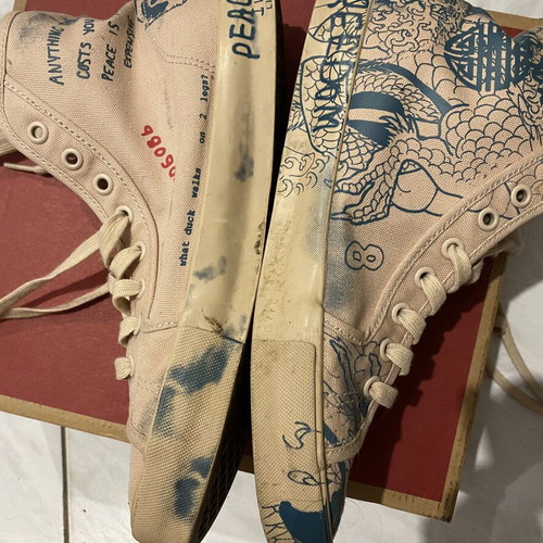 Vans Vault x TTSWTRS UA OG Style 24 NTC LX sneakers size 40 like new, beige with tattoo designs