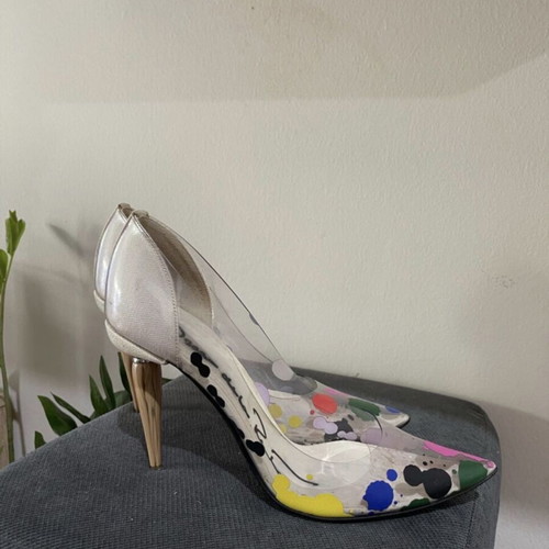 Oscar de la Renta pumps like new, multicolor with 8cm wooden heel