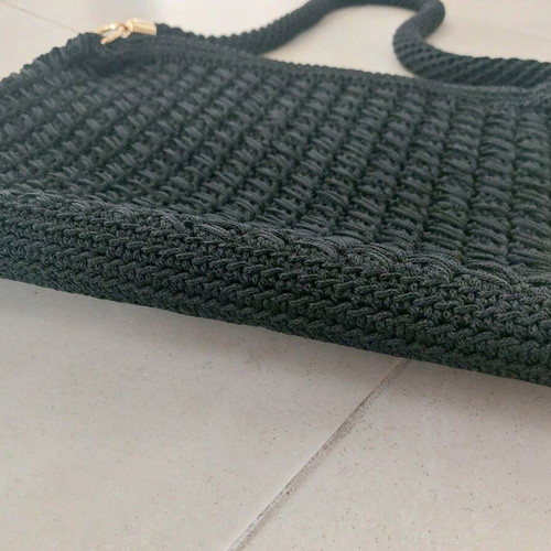Handmade crossbody knitted bag new, black with gold details