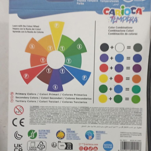 Carioca tempera set 7x10mL with palette and brush new
