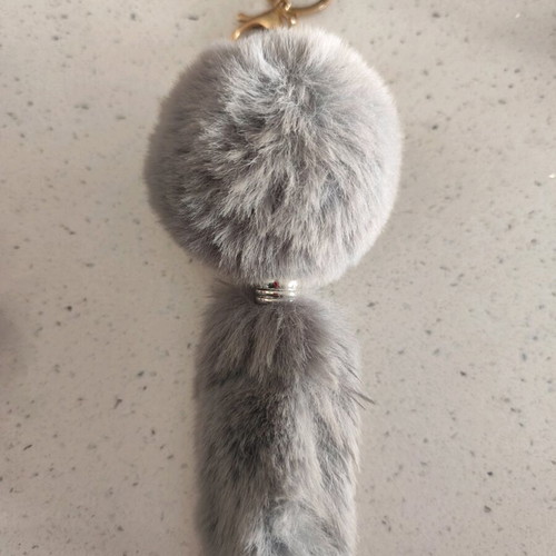 Keychain with fur like new, gray