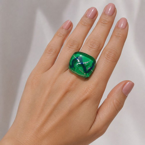 Handmade Murano Glass Ring new, green