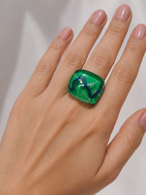 Handmade Murano Glass Ring new, green