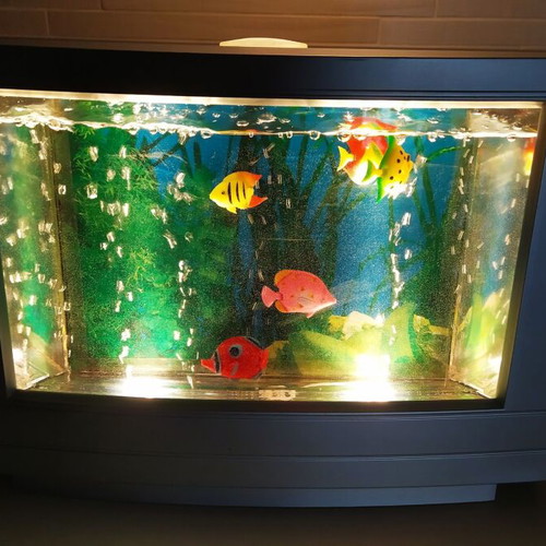 TV Aquarium Lamp used, children's decorative aquarium with lamp and fish