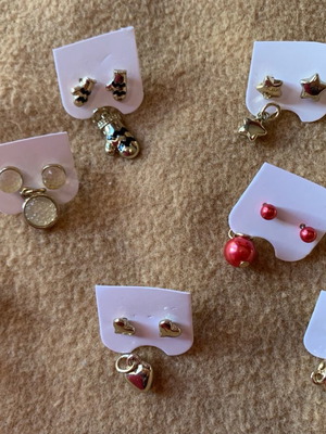 Earring sets with pendant, new, 7 pieces
