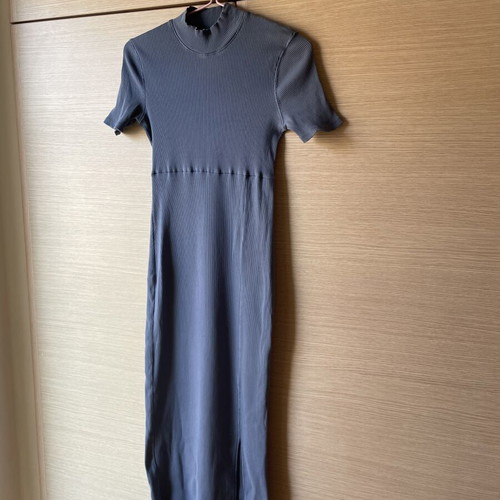 zara blue cotton dress Zara cotton rib midi dress strappy sundress, blue