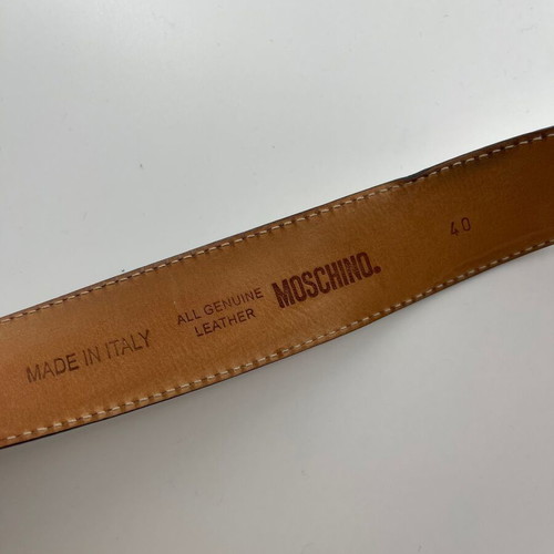 Moschino White Leather Logo Belt Size 40 like new