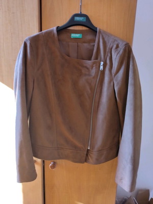 Benetton jacket σουεντ μεταχειρισμένο, ταμπα χρώμα, μέγεθος 44 medium
